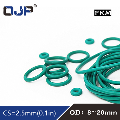 10PCS/lot Rubber Ring Green FKM O ring Seal OD8/9/10/11/12/13/14/15/16/17/18/19/20*2.5mm Thickness O-Ring Oil Ring GasketsWasher ► Photo 1/6