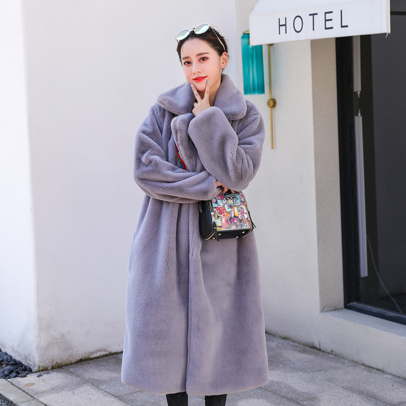 6XL Women Mink Fur Long Coat Hooded Overcoat Jacket Winter Warm Outwear Plus Sz