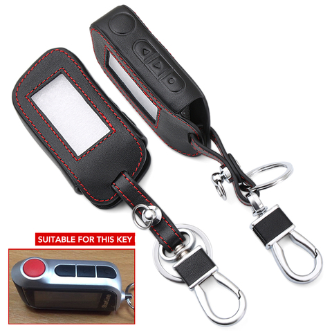 A93 Leather Car Key Case Keychain Protect Cover Skin For Starline A63/A36/A39/A66/A96 Two Way Car Alarm LCD Remote Control ► Photo 1/6