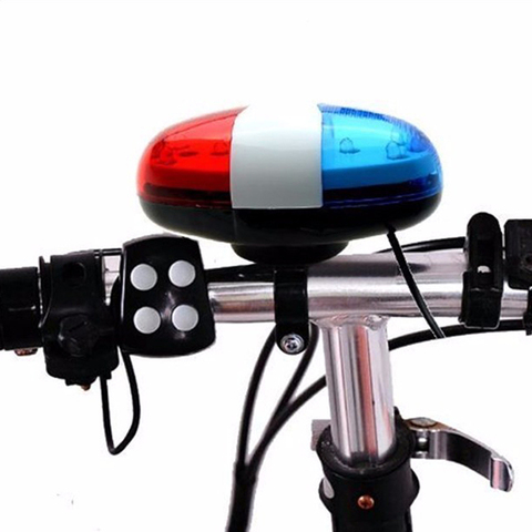6 LED 4 Tone Sounds Bicycles Bell Police Car Light Electronic Horn Siren for Kid Children Bike Scooter Cycling Lamp Accessories ► Photo 1/6