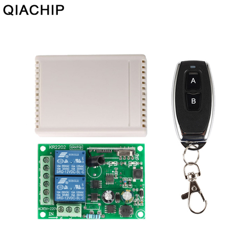 QIACHIP 433Mhz Universal Wireless Remote Control Switch AC 250V 110V 220V 2CH Relay Receiver Module + RF 433 Mhz Remote Controls ► Photo 1/6