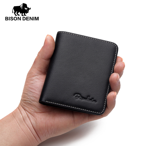 BISON DENIM luxury brand men wallets genuine leather male mini pocket wallet business casual purse ► Photo 1/6
