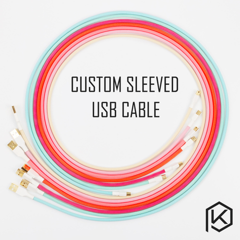 Colored sleeved Nylon USB Cable mini USB port Gold-plated connectors 1.2m length 6 colors blue pink purple orange beige cyan ► Photo 1/5