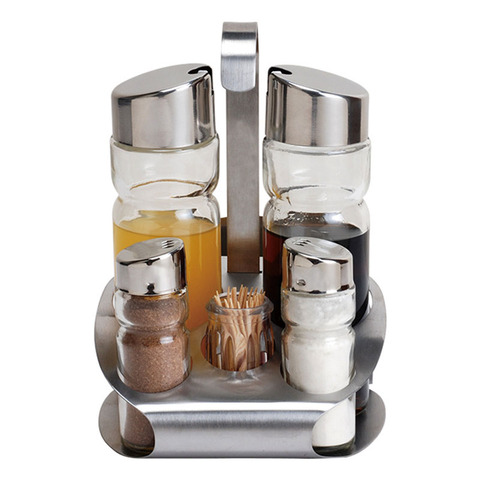 Salt Pepper Shaker Set Odor-Free Spice With Stand Condiment Box Cooking Seasoning Bottle Kitchen Tool Stainless Steel ► Photo 1/1