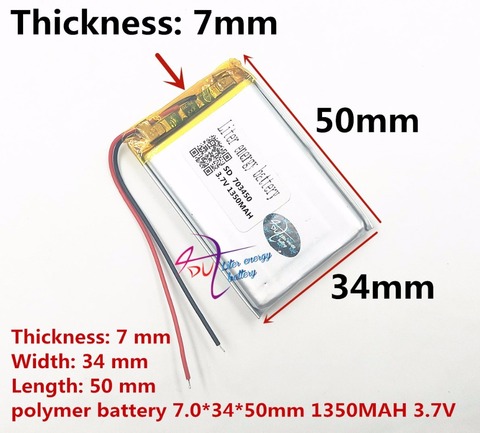 3.7V GPS wireless MP4 lithium polymer battery 073450 703450 1350MAH batteries ► Photo 1/3