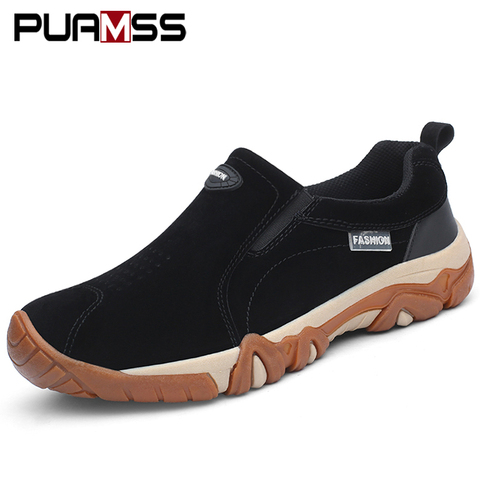 New High Quality Brand Men Shoes Genuine leather Loafers Men Casual Shoes Breathable Outdoor Non Slip Walking Sneakers Men ► Photo 1/6