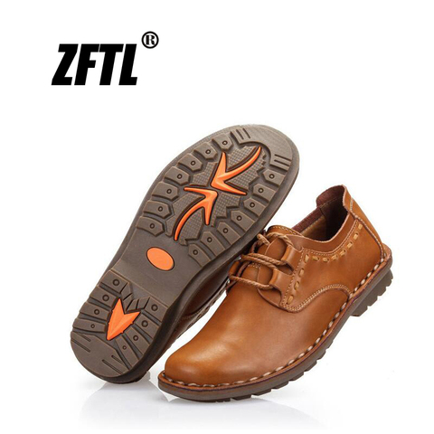 ZFTL New Men casual shoes Genuine Leather male leisure lace-up soft leather non-slip shoes man business shoes spring/autumn 074 ► Photo 1/6