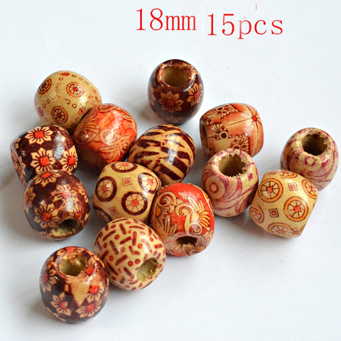 FLTMRH    Wood Beads Random Mix Drum Pattern Wooden Beads Big Hole Beads Fit Charm Bracelet DIY For Jewelry Making ► Photo 1/4