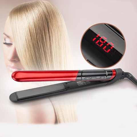 Hair straightener brush High Quality LCD Display 2in1 ceramic coating comb flat iron hair professiona tool Curler Hair care Iron ► Photo 1/6