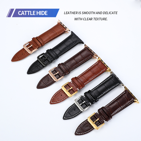 Strap Apple Watch strap Apple Watch 4 3 iwatch strap 42 mm 38 mm correa 44 mm / 40 mm stainless steel butterfly buckle leather s ► Photo 1/5