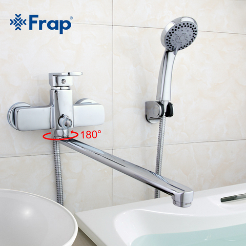 Frap 1set High-quality Brass body 35cm length outlet rotated bathtub faucet Bath room shower faucet With ABS shower head F2273 ► Photo 1/6