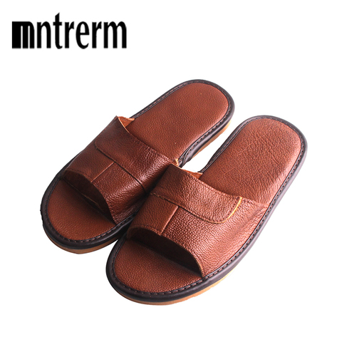 2022 New Leather Slippers Men Home Furnishing Indoor Floor Classic Footwear Casual Slides Leather Sandalias Zapatos Hombre ► Photo 1/6