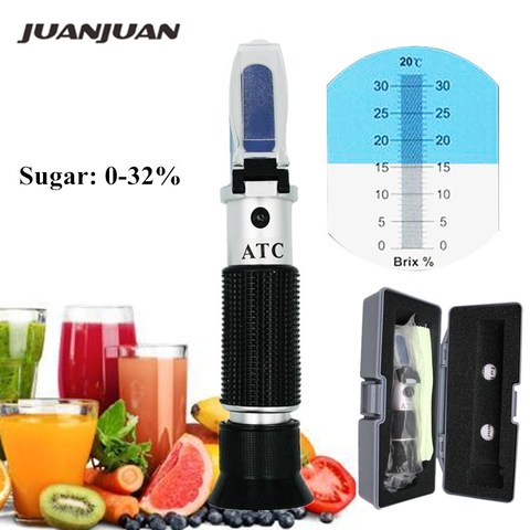 Retail Box Brix Refractometer tester meter with  ATC +calibration oil Sugar: 0-32% tools for Fruit Vegetables Juice 49% off ► Photo 1/6