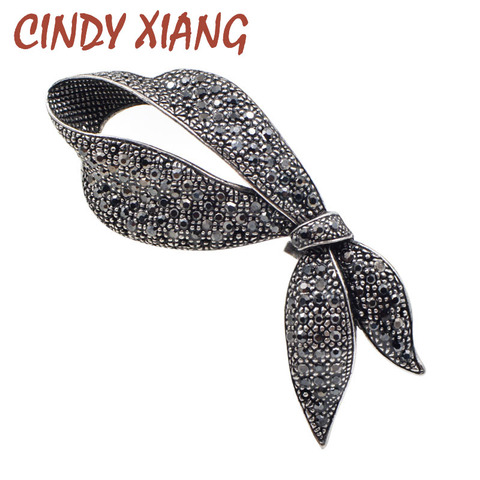 CINDY XIANG Cute Rhinestone Black Bow Brooches for Women Fashion Bowknot Brooch Pin Elegant Party Jewelry Winter Coat Broches ► Photo 1/5