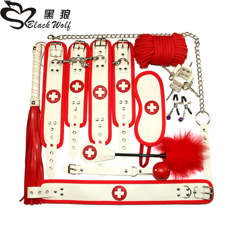 New nurse 10pcs/7pcs Sex Toys for Couples Exotic BDSM Sex Bondage Set Erotic Accessories Handcuffs Whip Rope Adult Games ► Photo 1/6