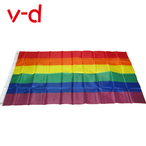 free  shipping  xvggdg  Rainbow Flags And Banners 3x5FT 90x150cm Lesbian Gay Pride LGBT Flag Polyester Colorful Rainbow Flag ► Photo 1/1