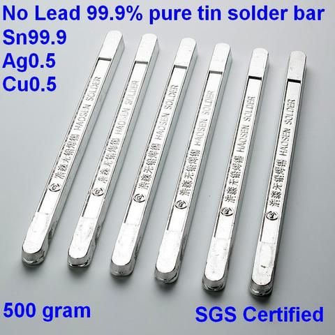 500g SGS Certified Lead-free 99.9% Sn99.9Ag0.5Cu0.5 or 99.3% Sn99.3 Cu0.7 pure tin solder bar/lead free soldering rod ► Photo 1/4