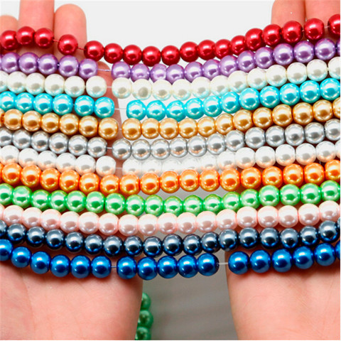 4 6 8 10MM Glass Imitation Pearl Beads Round Ball Bead 20-100PCS for DIY Bracelet Necklace Jewelry Findings Making ► Photo 1/6