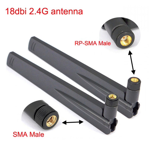 2pcs 18dbi 2.4Ghz WIFI Antenna RP SMA Male Universal Amplifier WLAN Router Antenne Connector Booster ► Photo 1/6