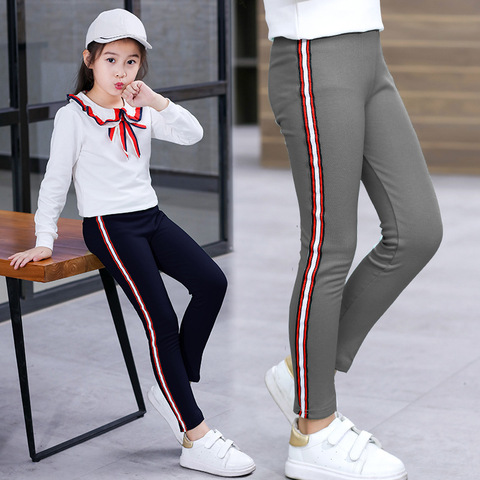 Kids Girls Leggings 2022 Spring autumn Girls pants Side Striped