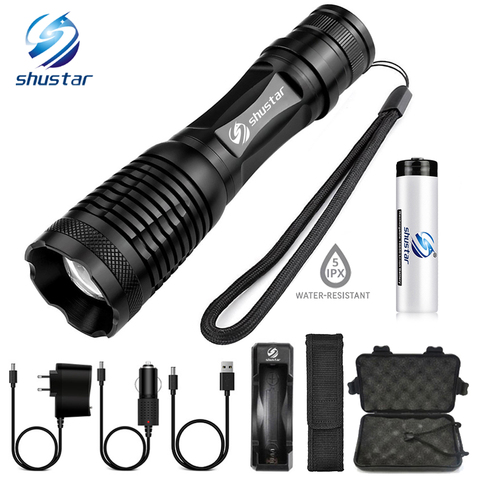 Glare LED Flashlight Bicycle Light 5 Lighting modes Zoomable Torch Use 18650 battery Used for hunting camping night rides, etc. ► Photo 1/6