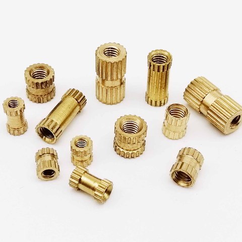 25X M2 M2.5 M3 Solid Brass Pure Copper Metric Thread Injection Molding Knurl Insert Nut Nutsert Round Shape Column OD 3.5 4 5mm ► Photo 1/6