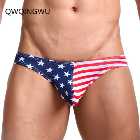 Sexy Gay Underwear Men Briefs Shorts USA Flag Printed Cotton Pouch Low-waist Briefs Male Underpants calzoncillos Briefs ► Photo 1/6