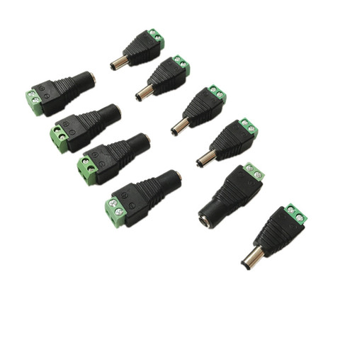 10 Pcs CCTV Cameras 2.1mm x 5.5mm Female Male DC Power Plug Adapter For 5050 3528 5630 5730 Single Color LED Strip Light ► Photo 1/4