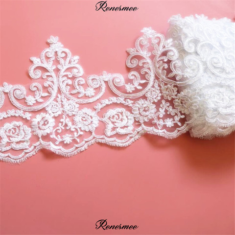Delicate 1Yd Cord Embroidery White Fabric Flower Venise Venice Mesh Lace Trim Applique Sewing Craft for Wedding Dec. 19cm SX238 ► Photo 1/6