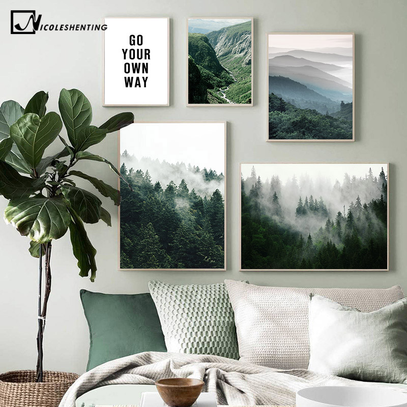 Nature Landscape Poster Lake Forest Canvas Wall Print Nordic Decoration Picture 