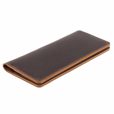 Moterm Crazy Horse Leather Long Wallets Genuine Leather Bifold Men Wallet Vintage Male Purse  carteira feminina Free shipping ► Photo 1/6