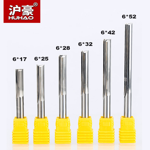 HUHAO 2pcs/lot  Shank 6mm Two Flutes Straight Router Bits For Wood CNC Engraving Cutters Carbide Endmills Tools Milling Cutter ► Photo 1/6