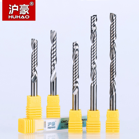 HUHAO 5PCS/lot Shank 6mm Carbide Milling Cutter One Flute Spiral Cutter Router Bit CNC End Mill For MDF Tugsten Steel for Wood ► Photo 1/6