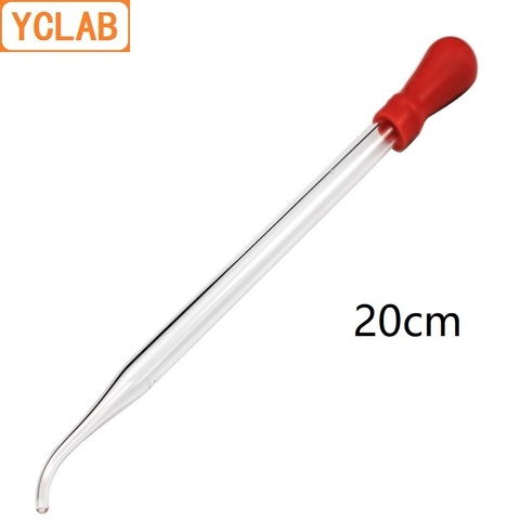 YCLAB 20cm Dropping Pipette Clear Glass Curved Tip with Red Latex Rubber Nipple Chemical Experiment Essential Oil Makeup ► Photo 1/3