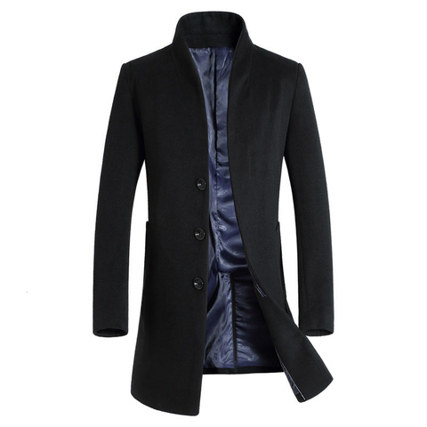 2022 New Long Wool Coat Men Fashion Pea Coat Jacket Wool & Blends Autumn Winter Jackets Mens Woolen Overcoat Plus Size 5XL 6XL ► Photo 1/6
