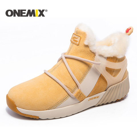 ONEMIX New Winter Running Shoes women Comfortable Women's boots Warm Wool Sneakers men Outdoor Unisex Athletic Sport Shoes men ► Photo 1/6