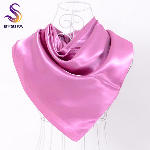 BYSIFA Ladies Plain Silk Scarves Trendy Fashion Accessories Spring Autumn Women Decorative Head Scarves New Purple Pink Scarves ► Photo 1/6