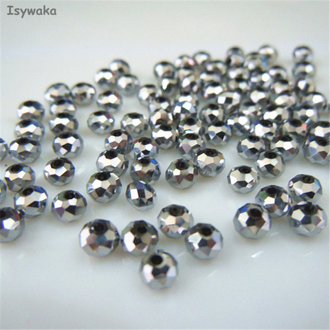 Isywaka Shining Silver Color 3*4mm 145pcs Rondelle Austria faceted Crystal Glass Beads Loose Spacer Round Beads Jewelry Making ► Photo 1/6