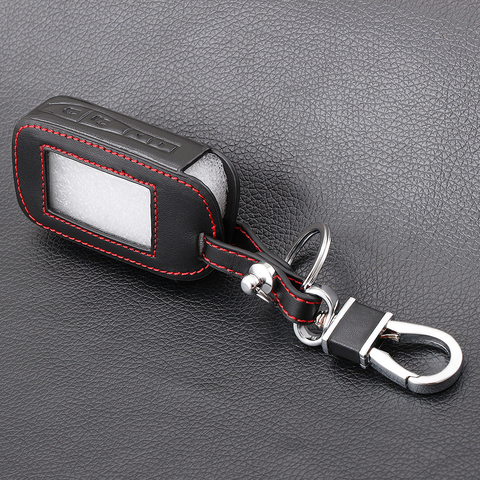 Leather Car Key Case Remote Controller Cover For StarLine E60 E90 E63 E93 E95 E66 E96 Two Way Car Alarm LCD Transmitter Keys Bag ► Photo 1/5