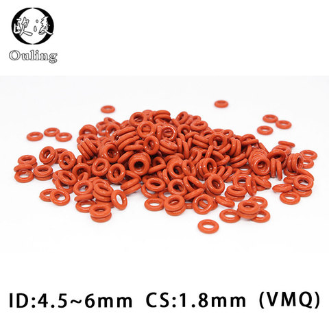 10PCS/lot Red Silicon Ring Siliocne/VMQ O ring 1.8mm Thickness ID4.5/4.87/5/5.15/5.3/5.6/6mm Rubber O-Ring Seal Gasket Washer ► Photo 1/6