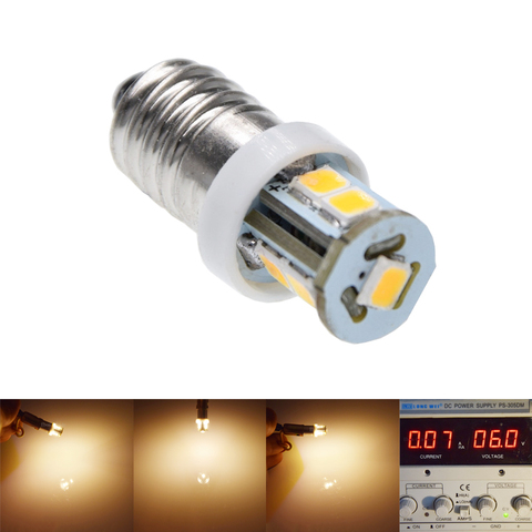 1Pcs E10 7 SMD 2835 6 Volt LED Lights Warm White MES Miniature Screw Bulb 1447 style Screw Lamp MOTOR BIKE Light 6V DC ► Photo 1/6