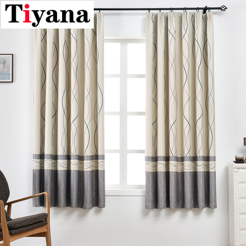 Modern Wavy Striped Short Curtains Drapes for Bedroom Kitchen Living Room Home Decortive Thick Window Cortina PC08Y ► Photo 1/6