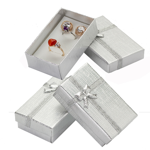 32pcs Cardboard Jewelry Boxes 1.9''x3.1'' Silver Gift Boxes for Pendent Necklace Earrings Ring Box Packaging with White Sponge ► Photo 1/6