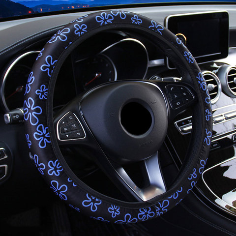 38CM Steering Wheel Cover Car Steering Wheel Cover For Women Wheel Cover Flowers Print Anti-Slip Funda Volante Car Accessories ► Photo 1/6