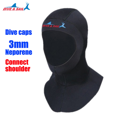 Brand 3mm Neoprene Scuba Diving Cap With Shoulder Snorkeling Equipment Hat Hood Neck Cover Winter Swim Warm Wetsuit Protect Hair ► Photo 1/3