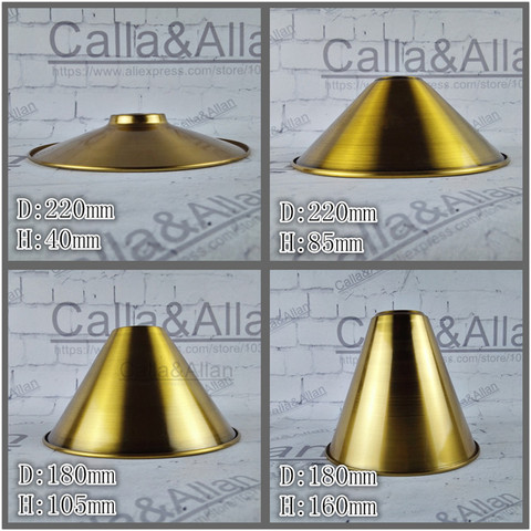 Antique brass finish iron lampshade 4 style edison pendant lamp shade DIY gold bronze lighting shade cone design your own light ► Photo 1/2