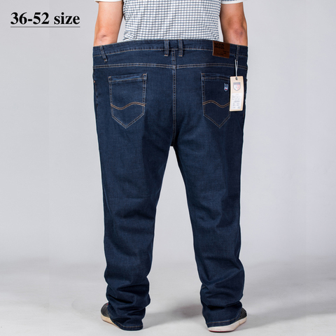 Big Size Men Jeans  42 44 46 48 50 52 Classic Straight Jeans Male Elastic Loose Casual Denim Trousers Brand Pants Black-Blue ► Photo 1/6