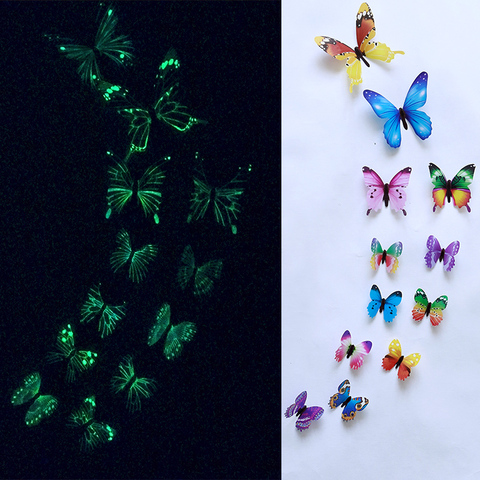 12Pcs/set Luminous butterfly Wall Sticker living room Butterflies for wedding Party decoration Home 3D Fridge stickers wallpaper ► Photo 1/6