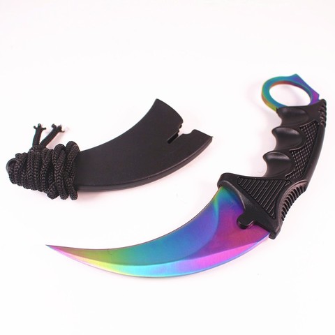 Claw Knife Karambit Fixed Blade Hunting Tactical Combat Survival Rubber  Handle S