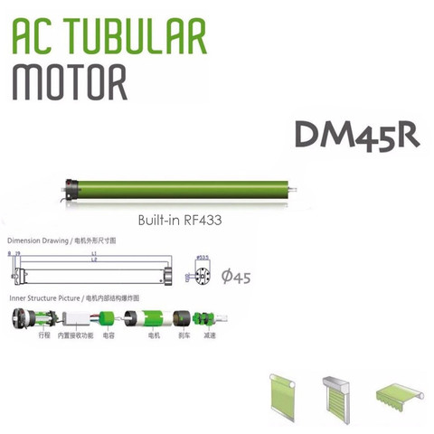 High Quality Original Dooya Tubular Motor DM45R/DM45S Motor for all kinds rolling blinds,220v 50HZ,RF433MHZ Motor/4-Wire motor ► Photo 1/6